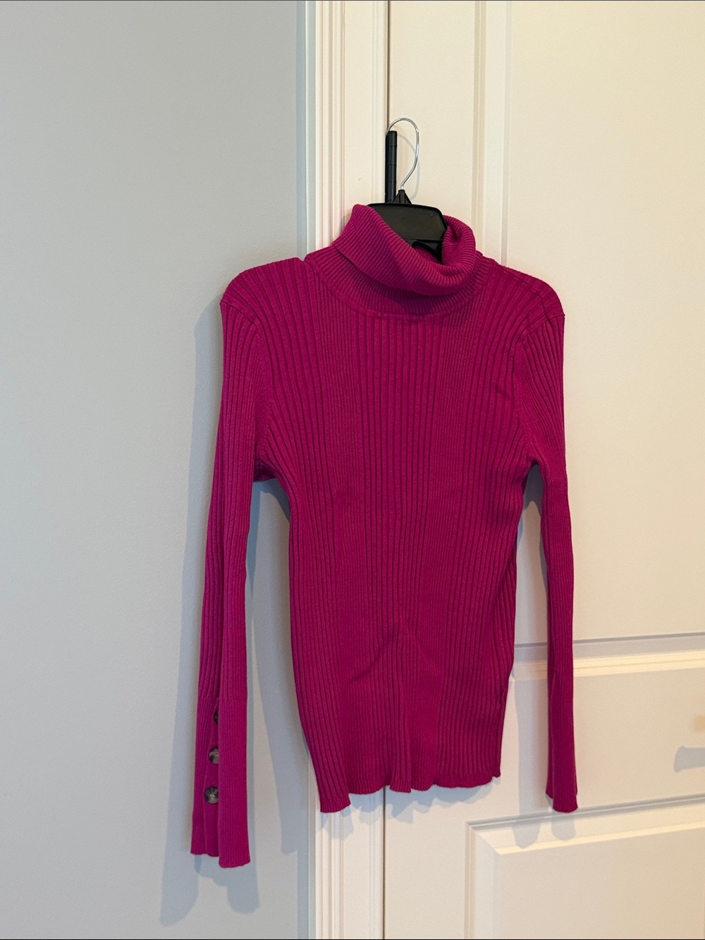 Time and Tru Fuchsia Ribbed Turtleneck Sweater
